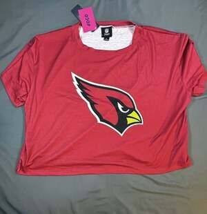 Arizona Cardinals Shirt Womens XL NWT FOCO NFL Crop Top Red Oversized Logo